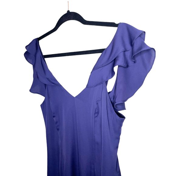 NWT Revolve Ruffle Sleeve Mini Dress Size M - Navy/Plum - Picture 4 of 9